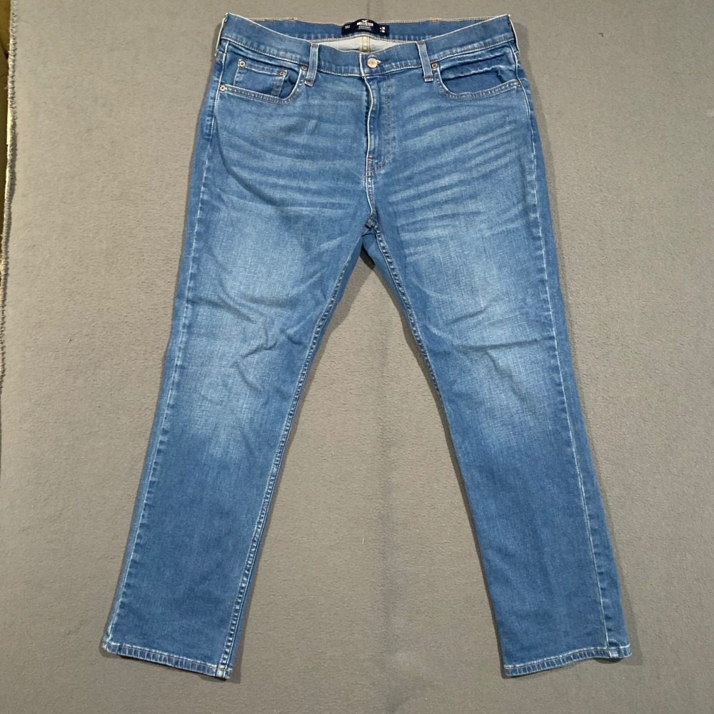 Hollister Slim Straight Jeans Mens 36x30 Blue Epic Flex Stretch Denim Casual
